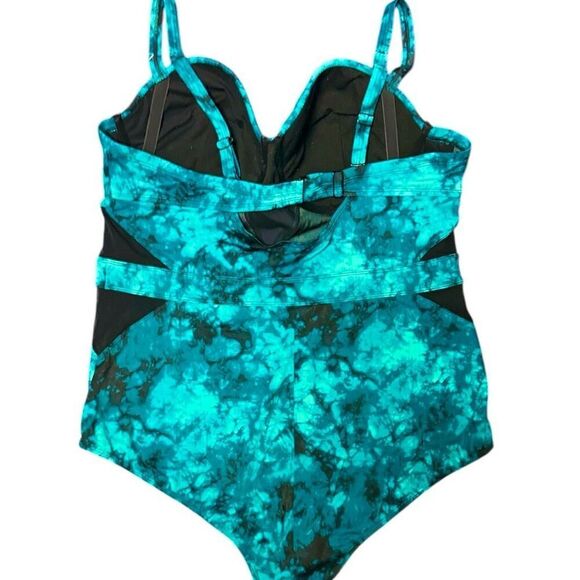 Torrid Teal Tie-Dye Mesh Inset One-Piece Swimsuit Size 3 3XL - Picture 15 of 15